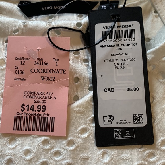 New Womens white top from Vero Moda size XS - Picture 5 of 7